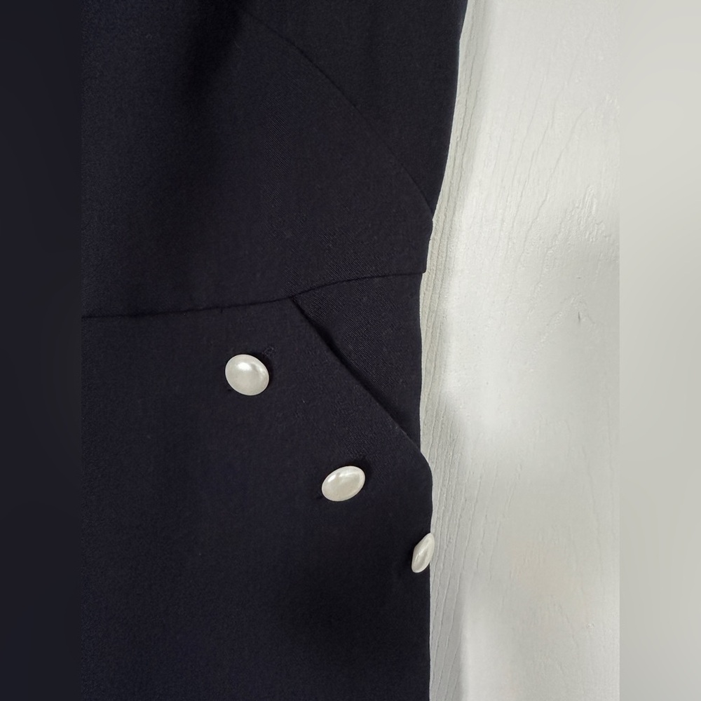 Ann Taylor LOFT navy blue sleeveless sheath dress 00P petite w/ POCKETS! - Picture 3 of 5